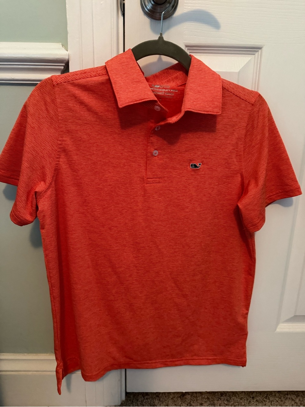 Vineyard Vines Striped Coral Polo
